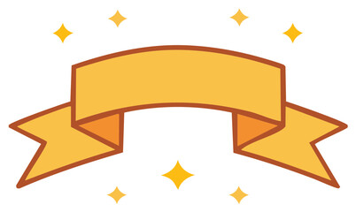 Golden Ribbon Banner with Star Decorations for Celebrations and Special Occasions