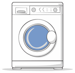 Cartoon illustration of a washing machine. Household appliance isolated