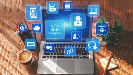 Software development with coding overlays, programming languages, developer tools, mobile app creation, and advanced programming for digital product development and software solutions. Spire