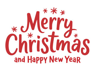 Merry Christmas and Happy New Year Typography Design | Red Holiday Greeting Vector