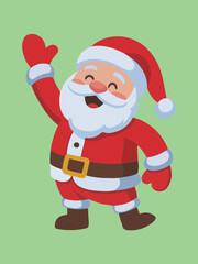 Waving Cartoon Santa Claus Character with Happy Expression | Christmas Holiday Vector