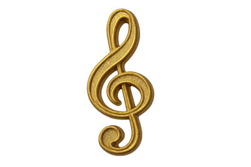 Obraz premium Golden treble clef representing music, creativity, and performance. Isolated cutout musical icon on a transparent background