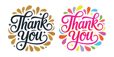 Naklejka premium Thank You Sticker Bundle | Hand Lettering Appreciation Designs (2 Variants)