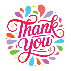 Colorful Thank You Sticker | Hand Lettering Appreciation Design