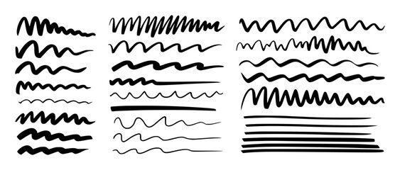 Obraz premium Collection of Hand-Drawn Black Wavy and Straight Lines