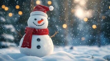 Fototapeta premium snowman on the snow