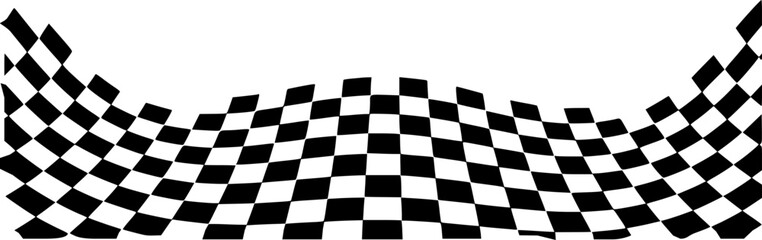 Naklejka premium Wavy Black and White Checkered Flag Pattern Background
