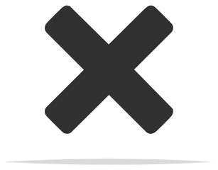 Obraz premium Dark Gray X Mark Symbol on White with Subtle Shadow