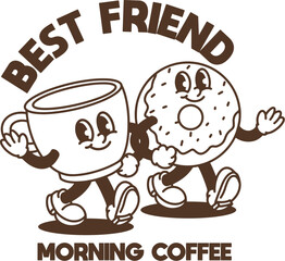 illustration mascot morning coffee vector