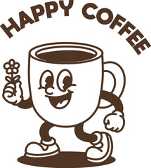 illustration mascot morning coffee vector