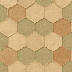 Torn Fiber-Edge Hex Cluster Handmade Pattern