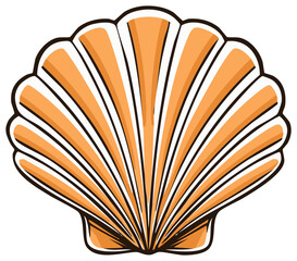 Bright orange scallop seashell isolated illustration vector graphic design element