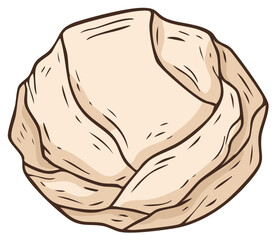 Hand drawn vector illustration of a single traditional Georgian Khinkali dumpling