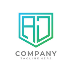 AJ Monogram Logo, Modern Shield Emblem Vector