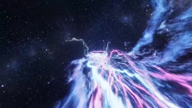 Cosmic lightning rips through space