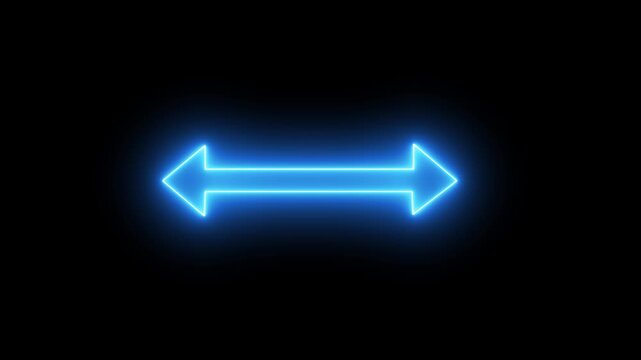 glowing double direction arrow .Animation of seamless loop. neon arrow, next outline, pointer, right and left signal signboard signs, traffic video way..