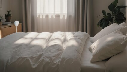 Sunlit Serenity - A Cozy Bedroom Scene with Natural Light.