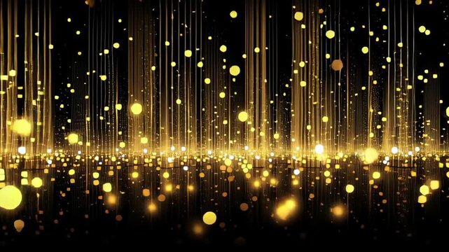 Stunning golden light particles creating a mesmerizing background for elegant designs and celebrations