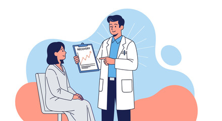 Medical Professional Explaining Recovery Progress to Patient After Medical Procedure