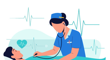 Medical Professional Performing a Checkup and Vital Signs Monitoring Process Illustrated