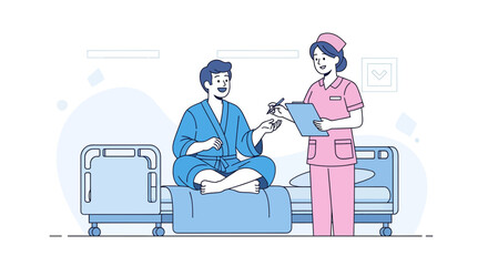 Patient Consultation: Nurse Engaging in Dialogue with a Patient For Assessing Healthcare Needs