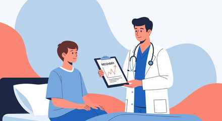 Medical Professional Showing a Patient a Report Demonstrating A Positive Upward Trend