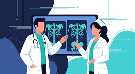 Medical Professionals Analyzing X-Rays: A Collaborative Examination in a Clinical Setting