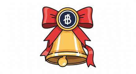 christmas bell with red ribbon and bow