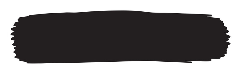 Obraz premium Abstract black grunge brush stroke banner with rough textured edges, hand-painted with ink or paint and isolated on a clean white background for artistic design