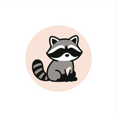 Adorable raccoon cartoon character is ideal for children's books, educational materials, and cute designs, vector based for easy scaling and customization