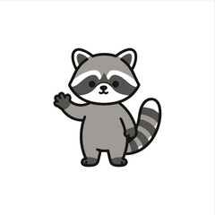 Friendly raccoon waving hello with cute striped tail, a delightful mascot for children's books and whimsical designs, ready to add a touch of charm to any project