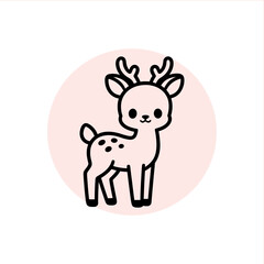 Adorable reindeer illustration perfect for holiday designs, cute Christmas cards and children's books, adding a touch of sweetness and cheer to festive projects