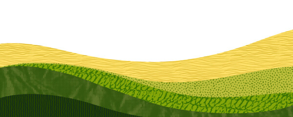 Tuscany Field Collage Pattern with Agriculture Texture and Green Italian Landscape for Abstract Farm Background.