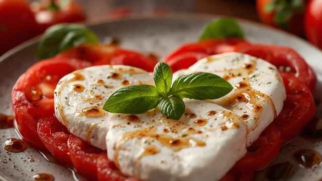Heart-Shaped Caprese with Mozzarella and Tomatoes
