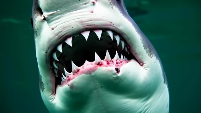 Great White Sharks Jaws - A Close-Up Look at the Ocean Predator.