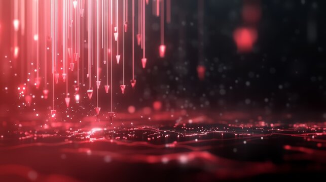 23.A digital scene featuring a red forex chart plummeting against a dark, moody backdrop with a world map subtly visible. The red lines symbolize market loss, while the dark tones convey the gravity