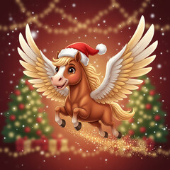 Festive Pegasus Pony Flies for Christmas Cheer
