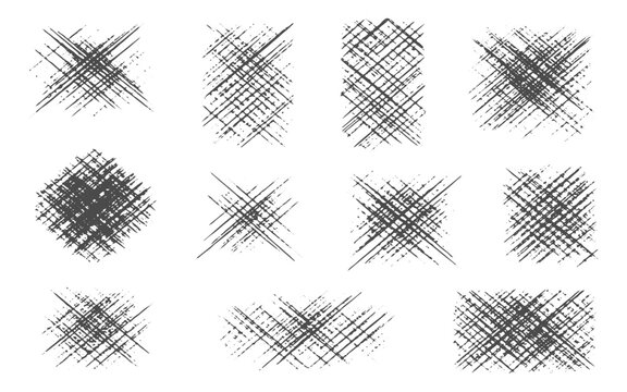 Grunge textures set. Collection of vector, distress, textures, Line crosshatch patterns, cross hatch texture vector seamless backgrounds
