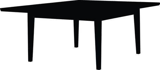 Fototapeta premium Simple black silhouette of a square table with four legs