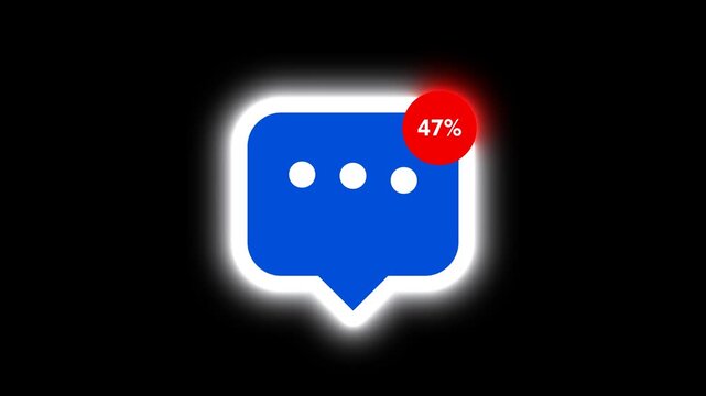 A vibrant message notification icon with a percentage alert