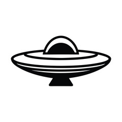 Saucer Outlined In Bold Vector Illustration