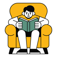 A person comfortably reading a book while seated in a cozy armchair, enjoying a moment of quiet leisure and intellectual engagement