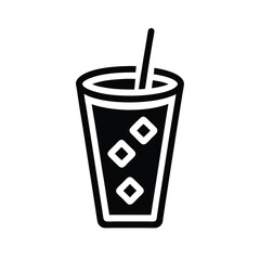Iced Coffee Glass Outline Vector Illustration