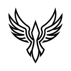 Phoenix Outlined In Bold Vector Illustration