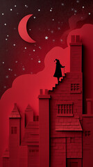 Victorian Father Christmas checks out a tall chimney