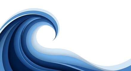 Abstract blue wave lines on white background