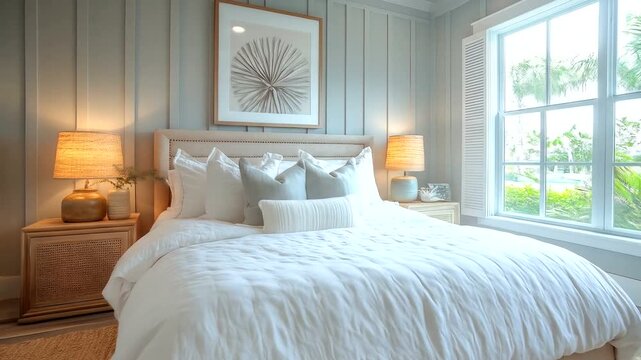 Elegant Bedroom Interior Design with Natural Light and Calming Decor.