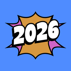 2026 comic burst graphic year new year