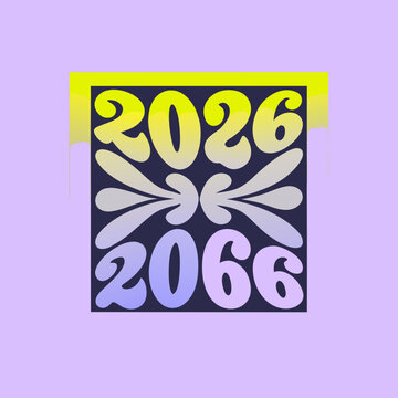 2026 2066 gradient numbers with abstract shapes year