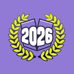 2026 year number with laurel wreath award